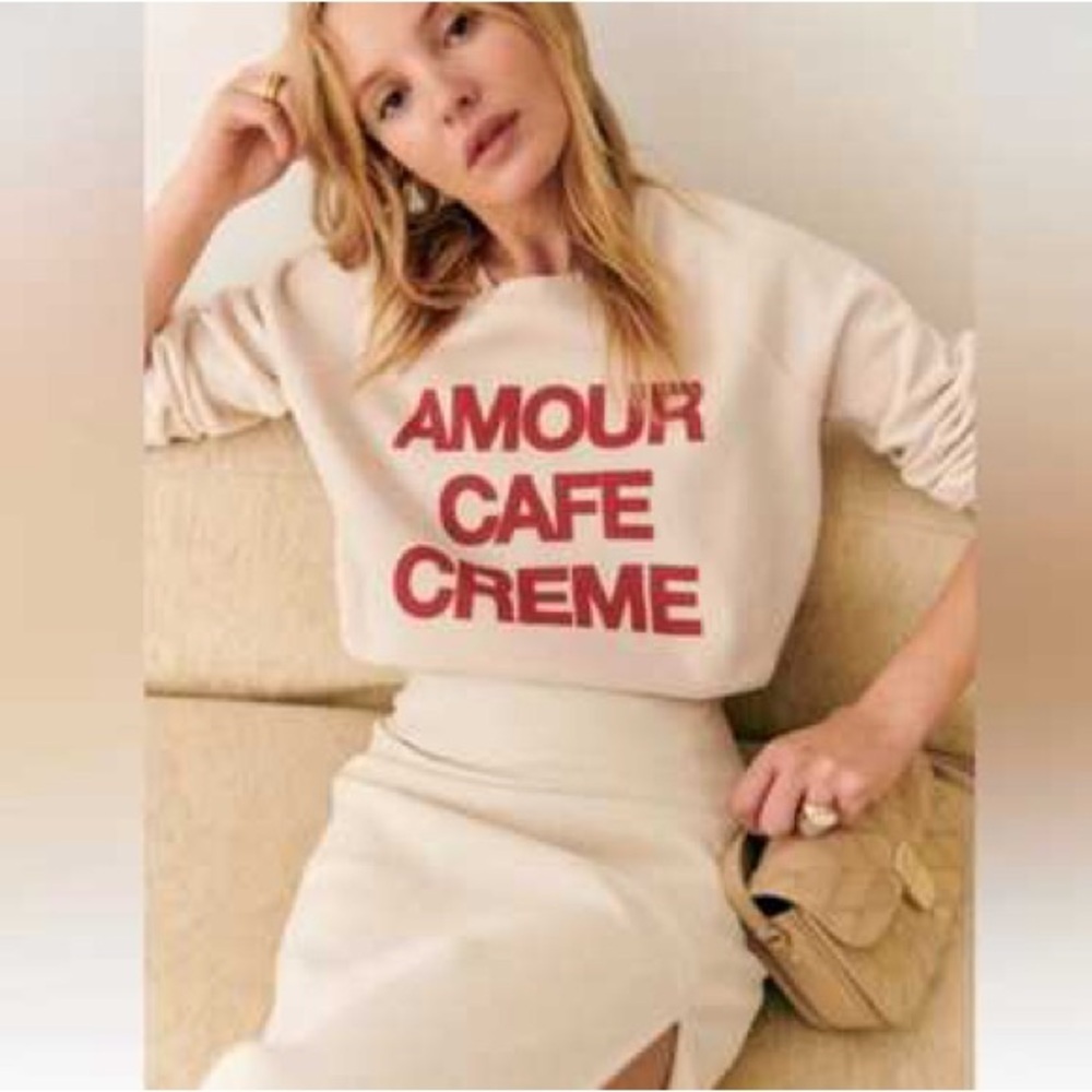 Sézane Amour Cafe Creme Sweatshirt - Picture 2 of 9